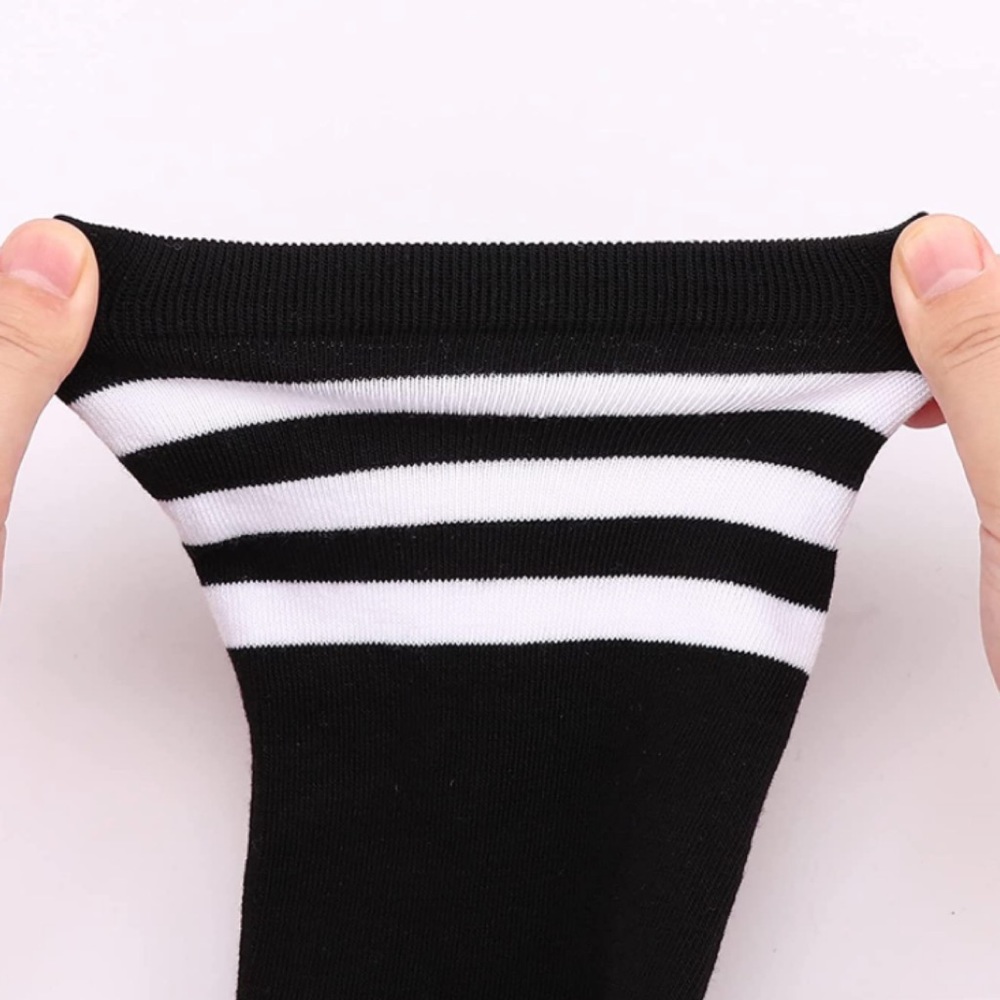 ❤️SOLD❤️ Black White Striped Thigh High Over The Knee Socks - Picture 7 of 15